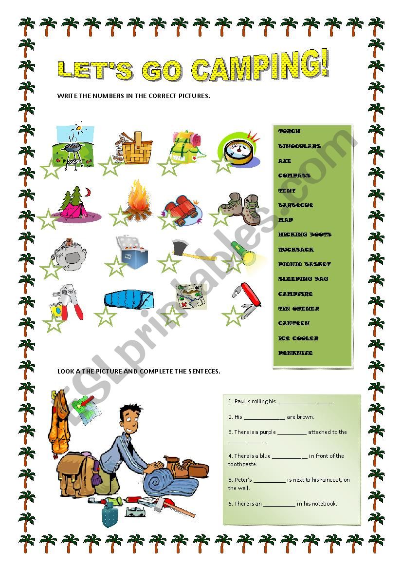 LETÂ´S GO CAMPING! worksheet