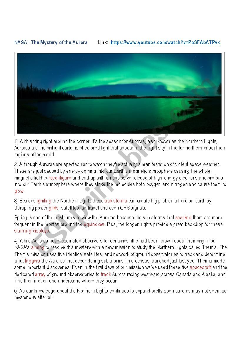 The Mystery of the Aurora worksheet