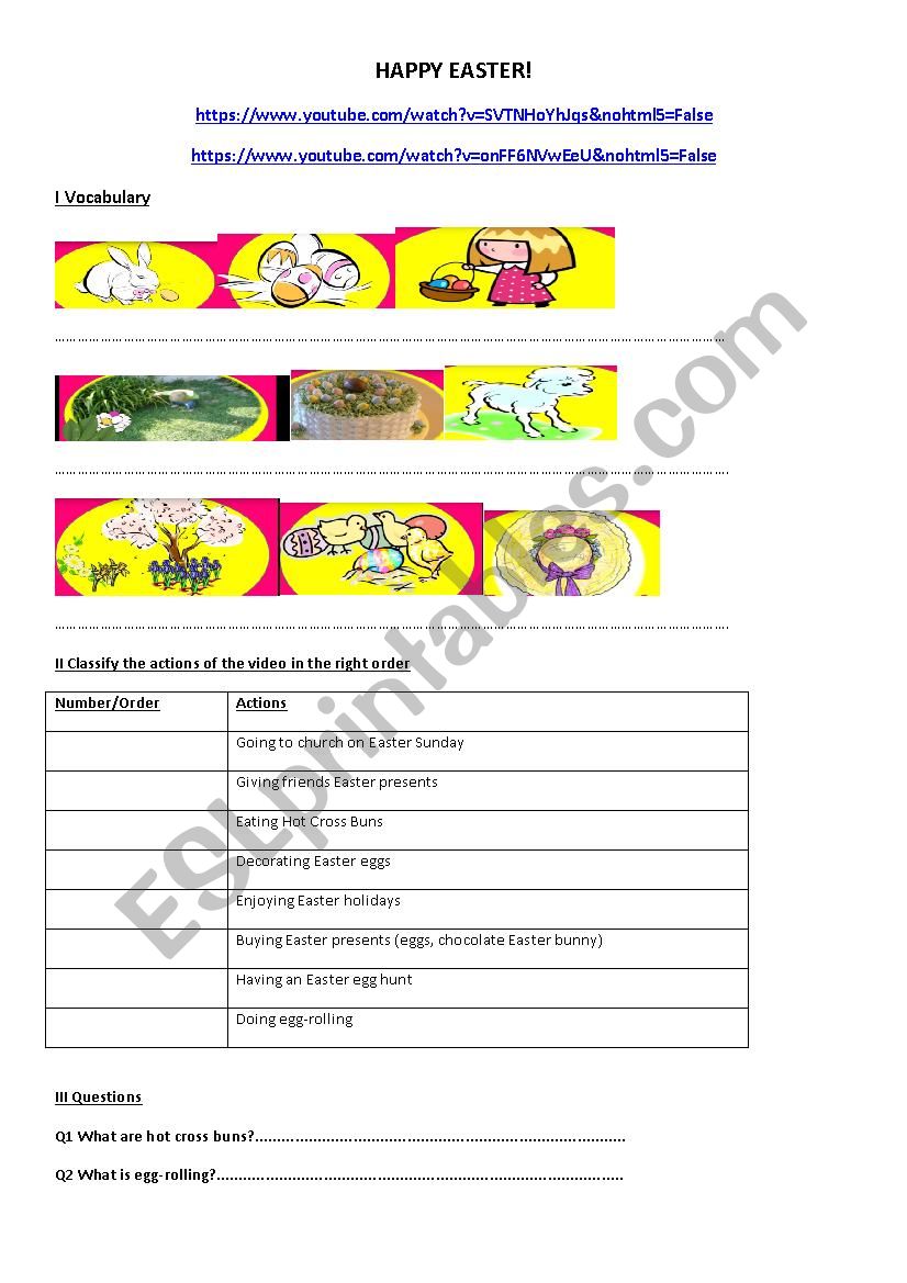 HAPPY EASTER IN BRITAIN worksheet