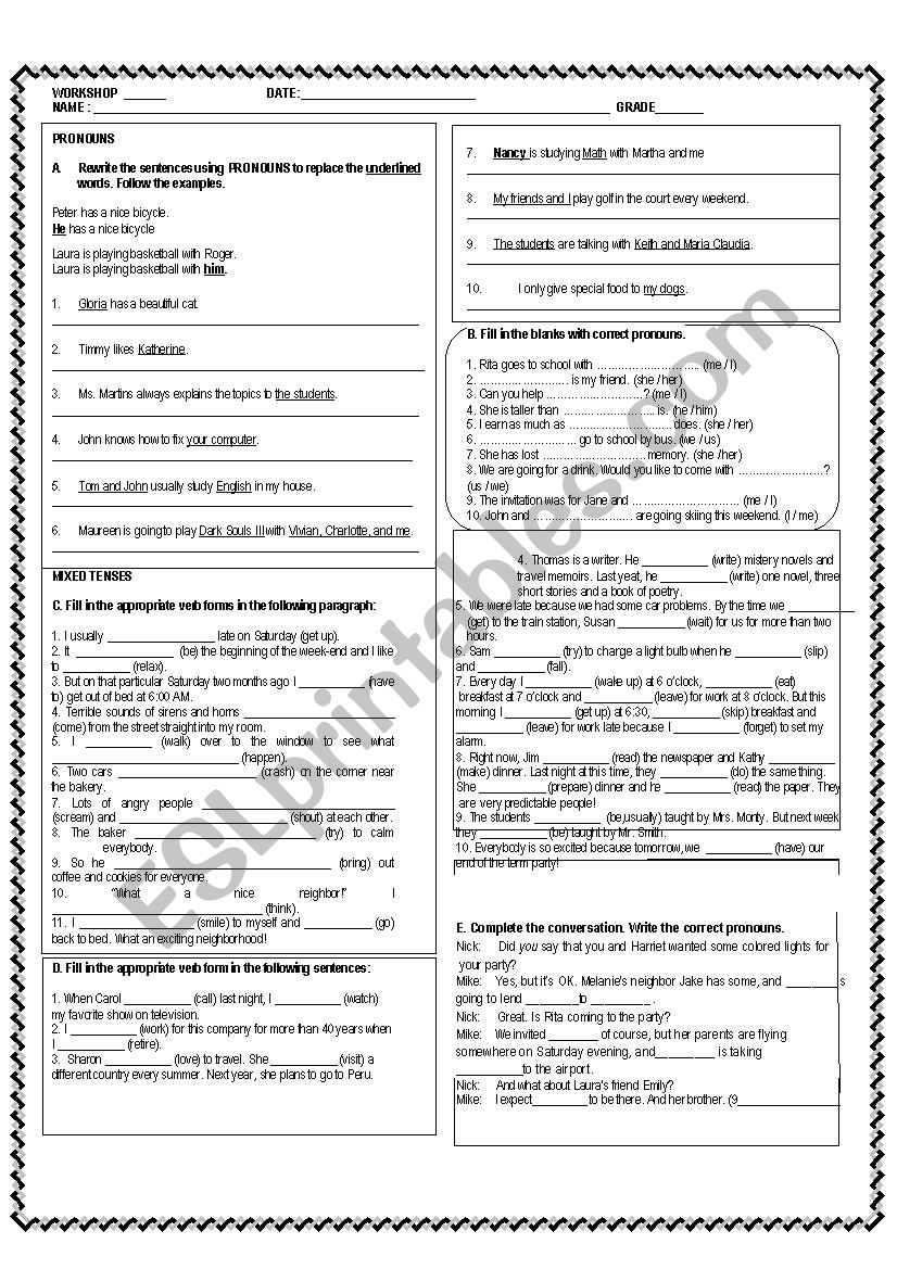 subject object pronouns and mixed tenses