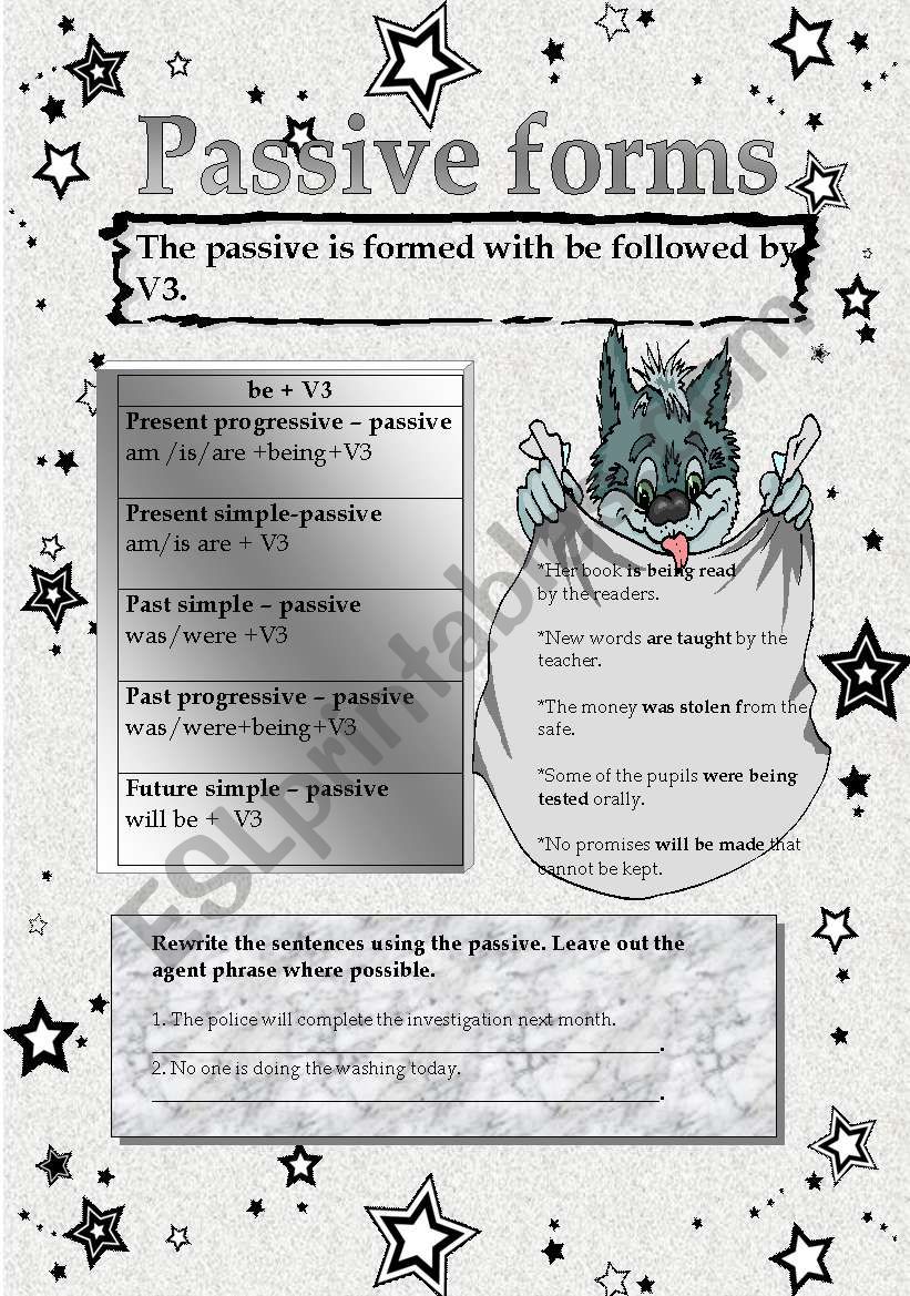 passive forms worksheet