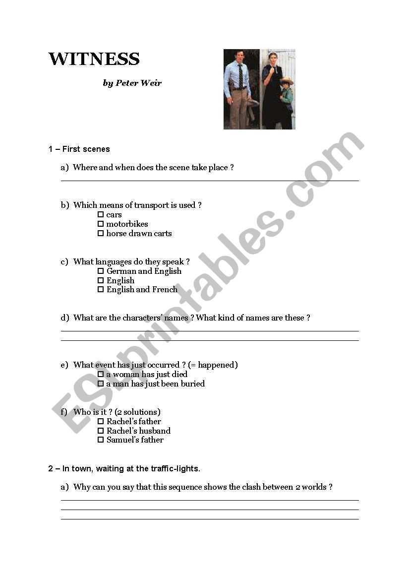 Witness worksheet