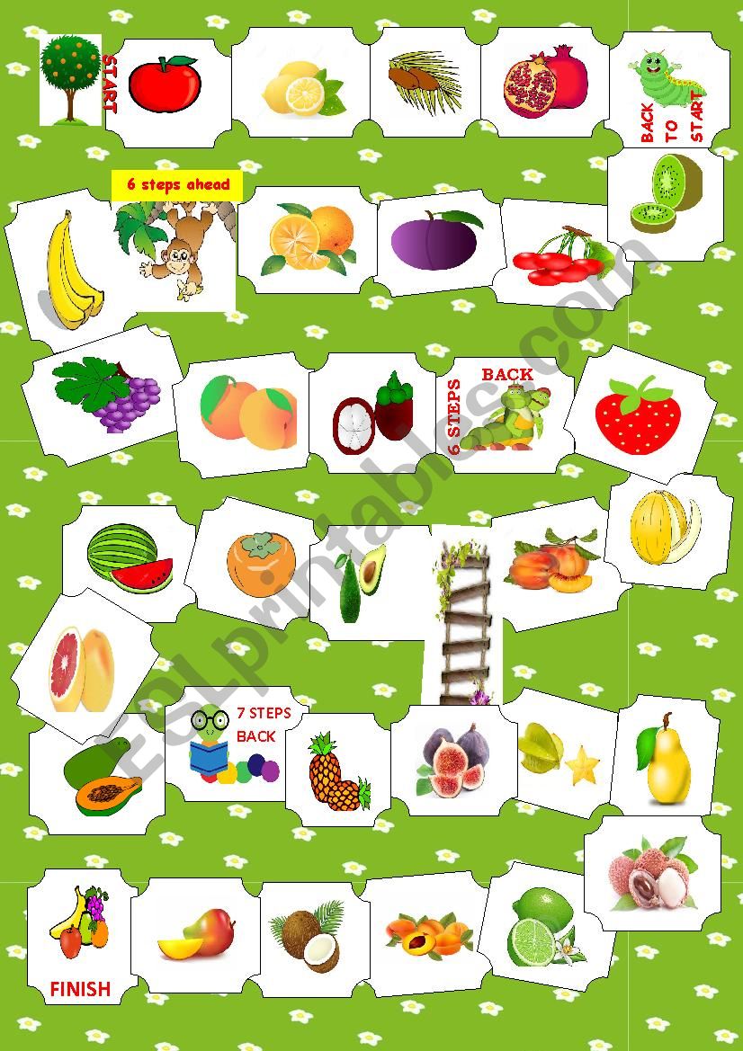 Fruit boardgame worksheet