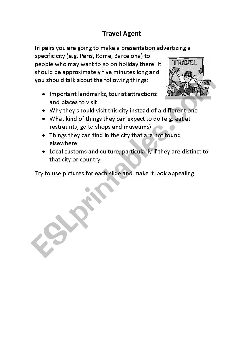 Travel Agent worksheet