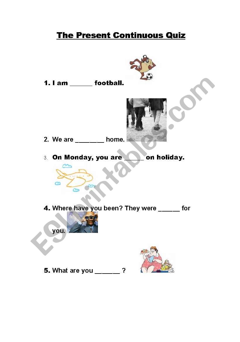 Present Continuous Quiz worksheet
