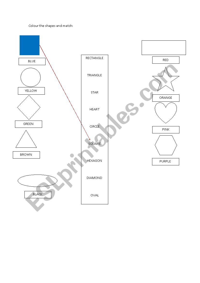 SHAPES AND COLOURS PRACTICE worksheet