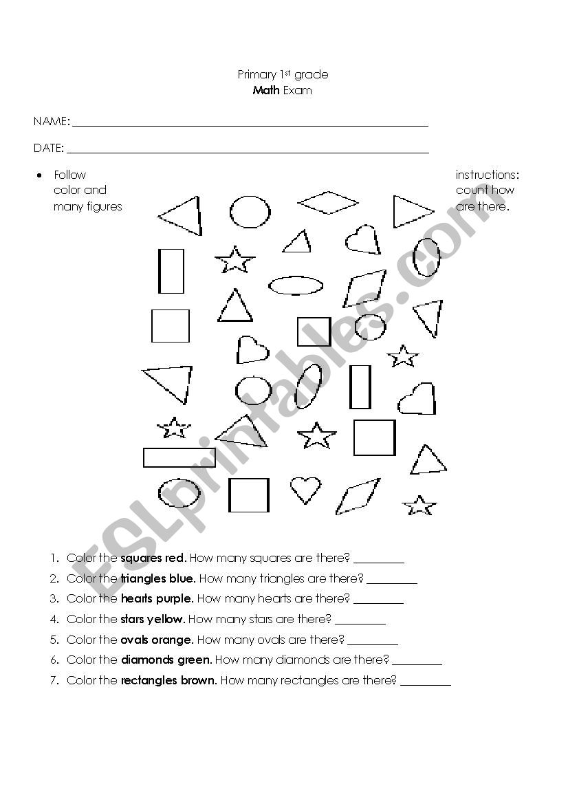 Math exam worksheet