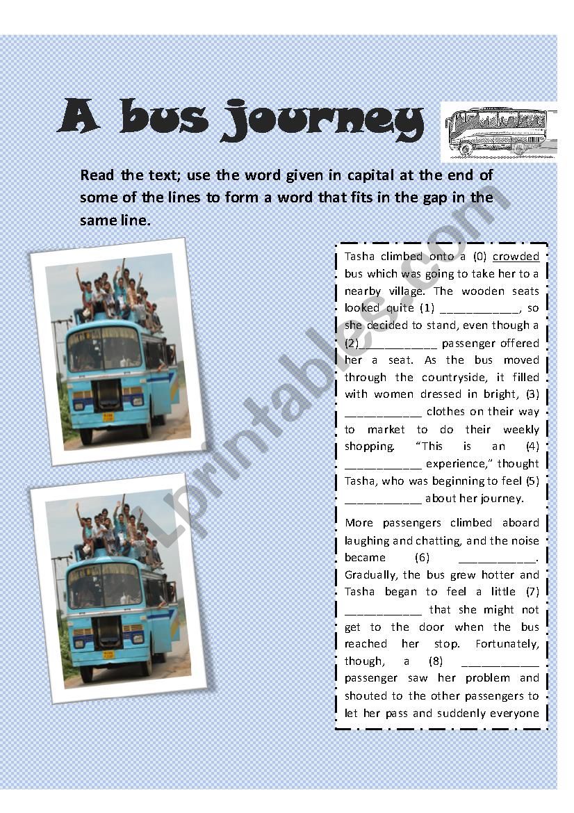 A bus journey worksheet