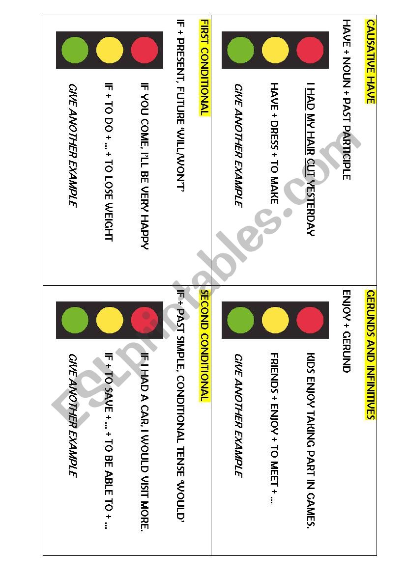 SET 1 Grammar Lights  worksheet