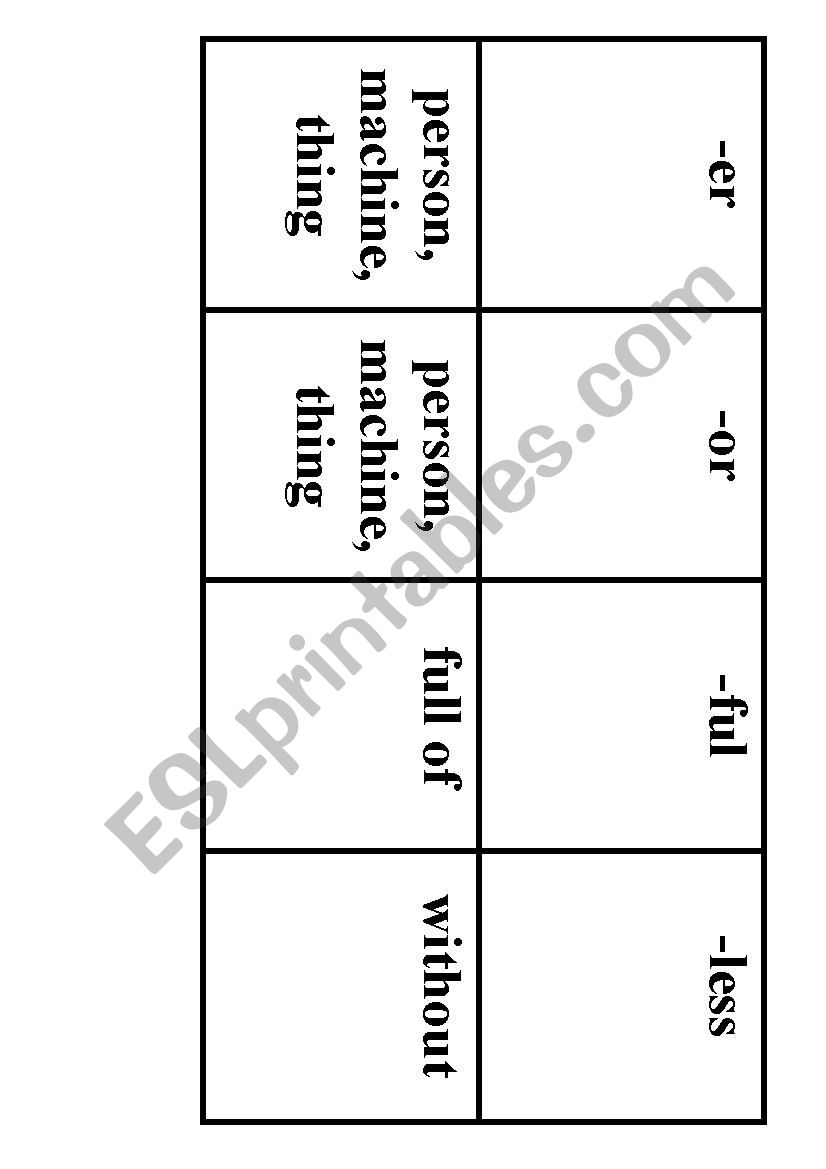 Suffix Game worksheet