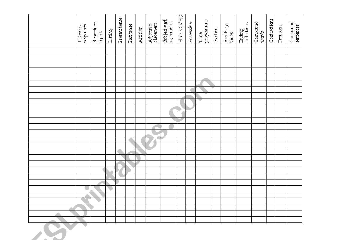 English Assessment worksheet