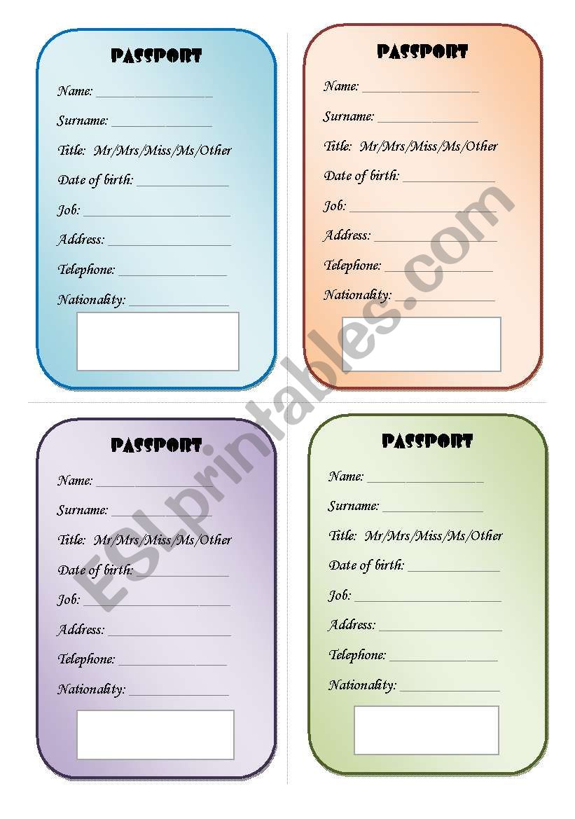 PASSPORT - two versions (colorful, black and white)