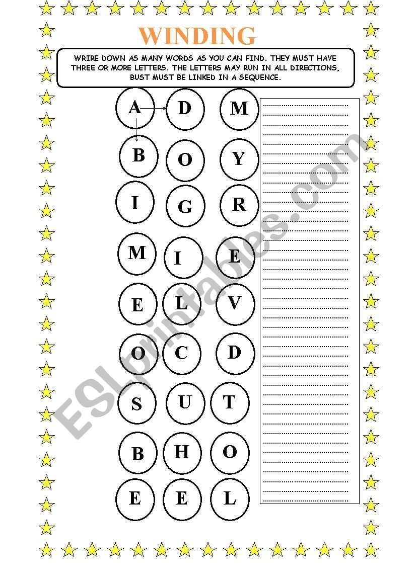 WINDING worksheet