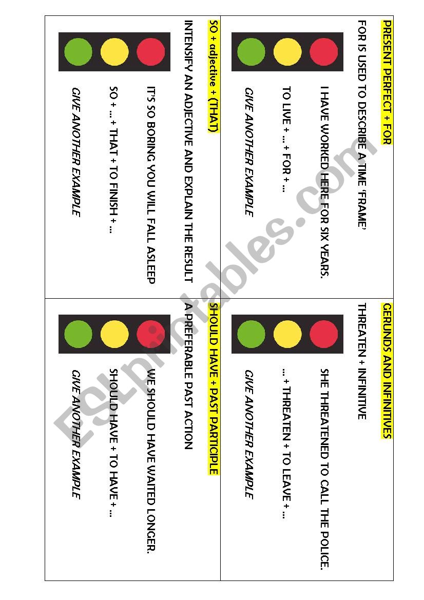 SET 2 Grammar Lights worksheet