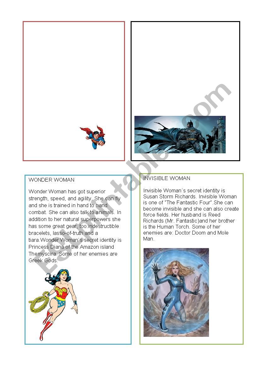 superheroes worksheet
