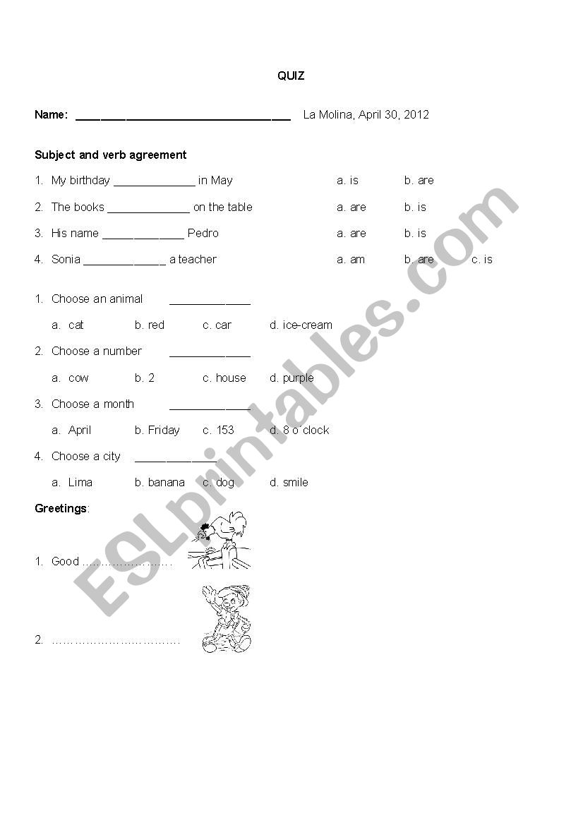 QUiz worksheet