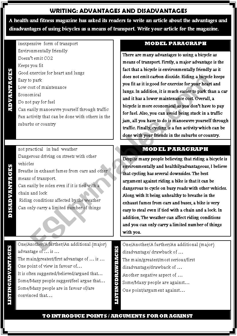 Advantages and disadvantages of using bicycles