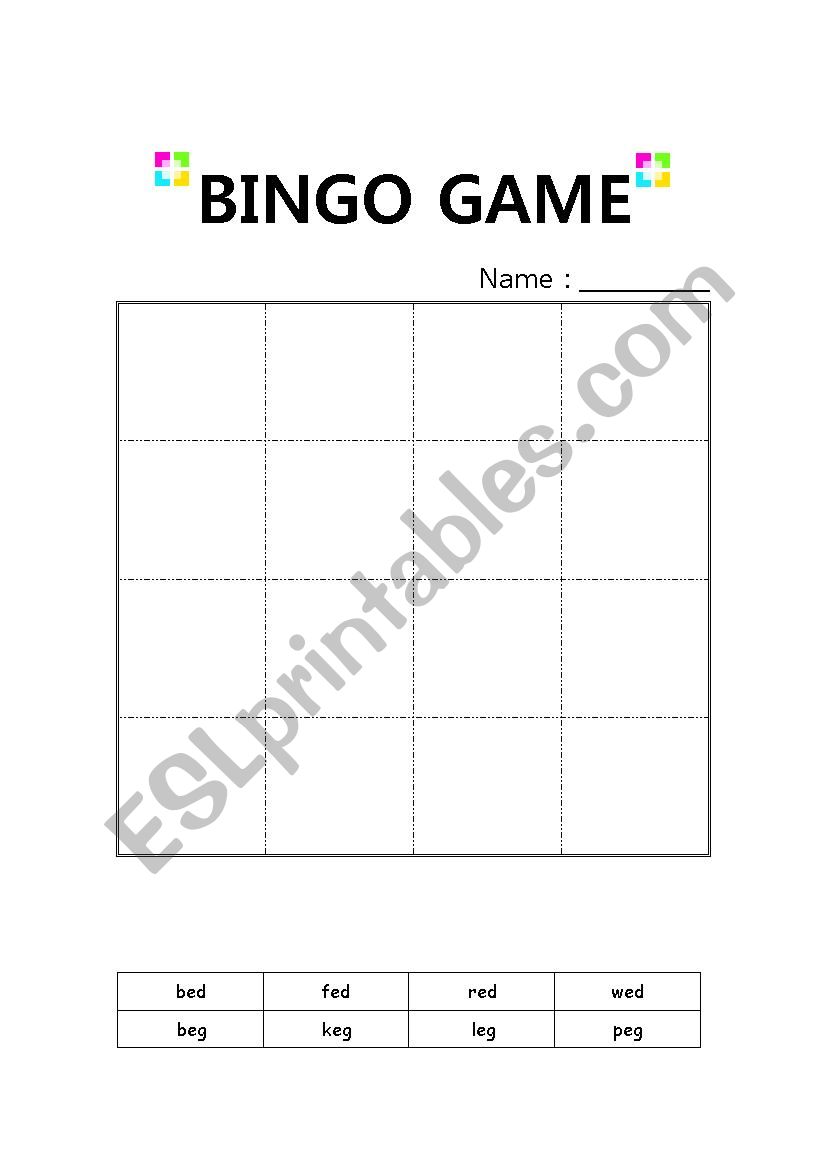 Bingo Game(Phonics) worksheet