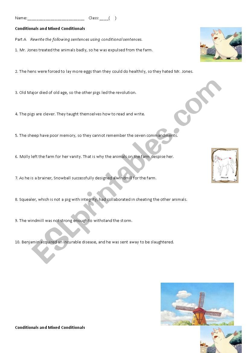 Mixed Conditional Sentences Worksheets