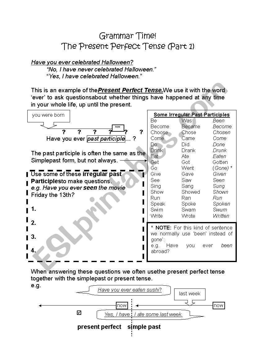 Present Perfect worksheet