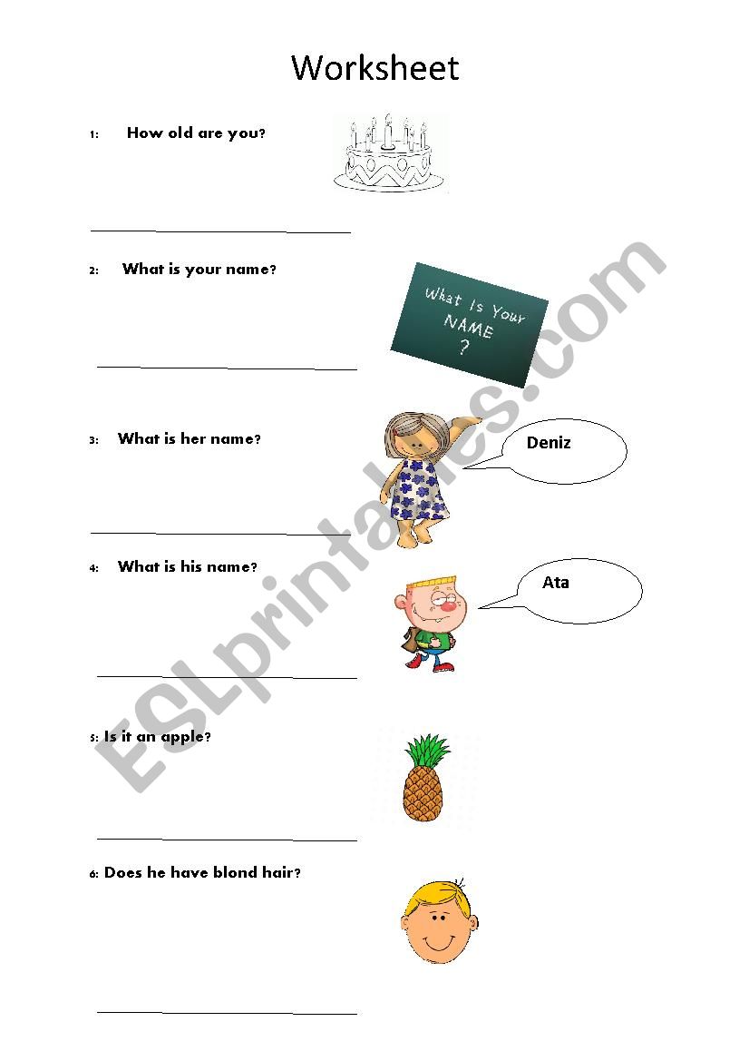 worksheets about general information,body parts and places