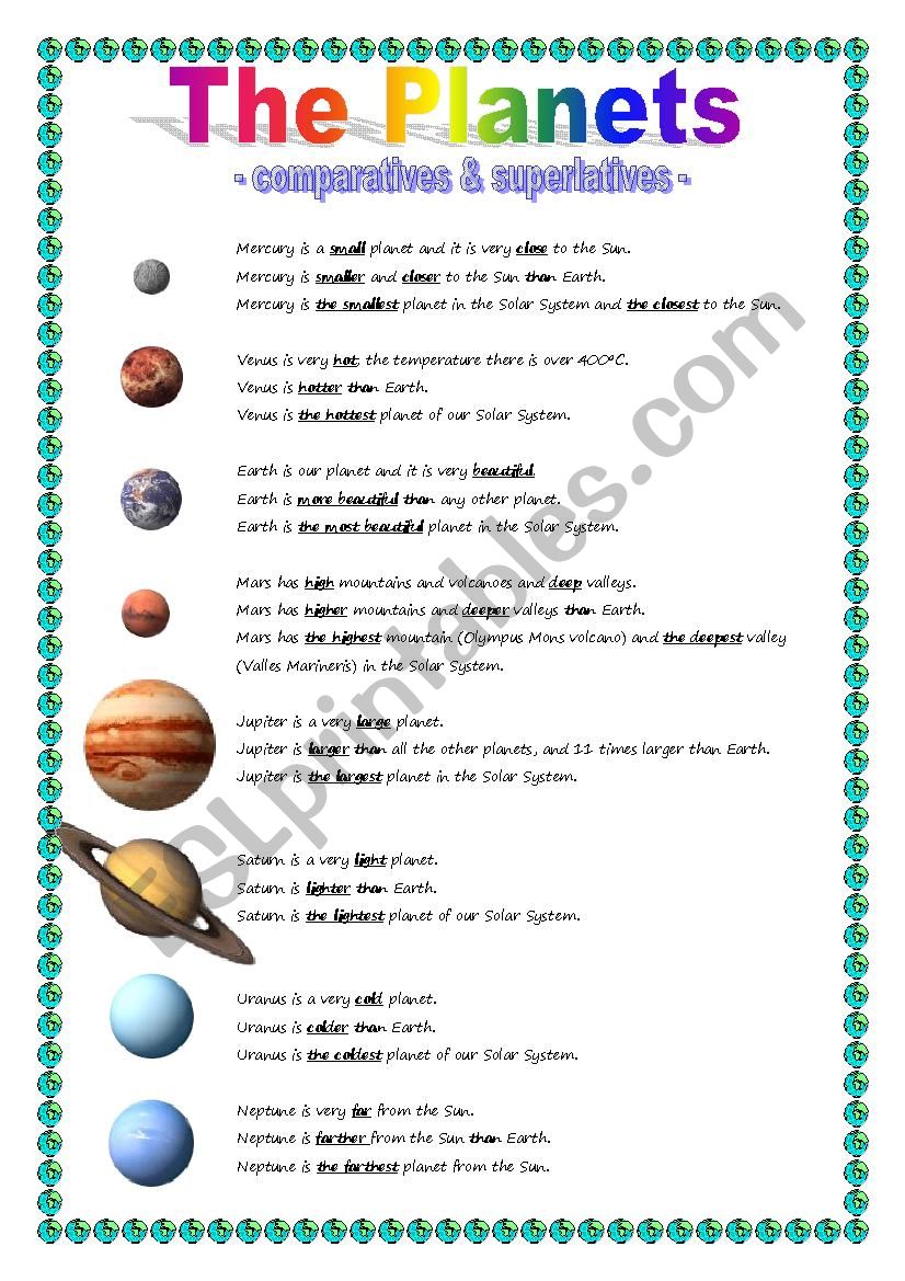 The Planets - comparative & superlative