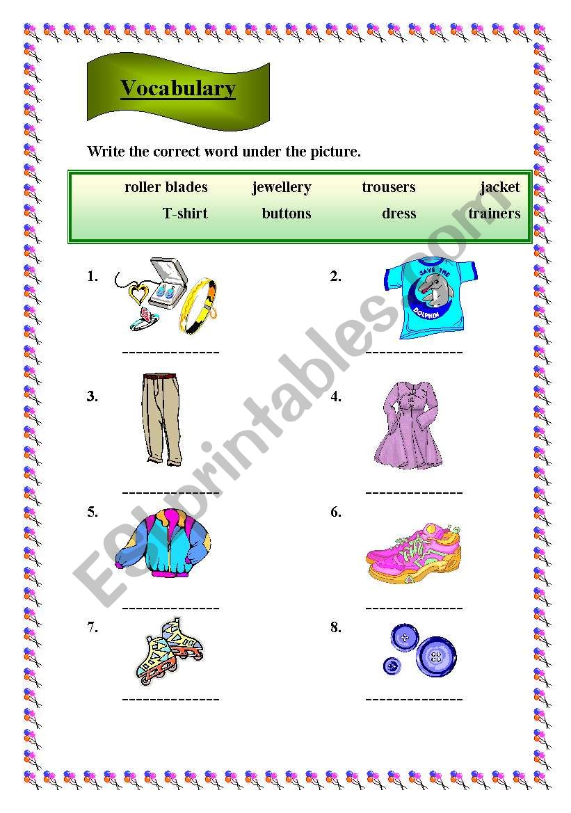 Vocabulary worksheet