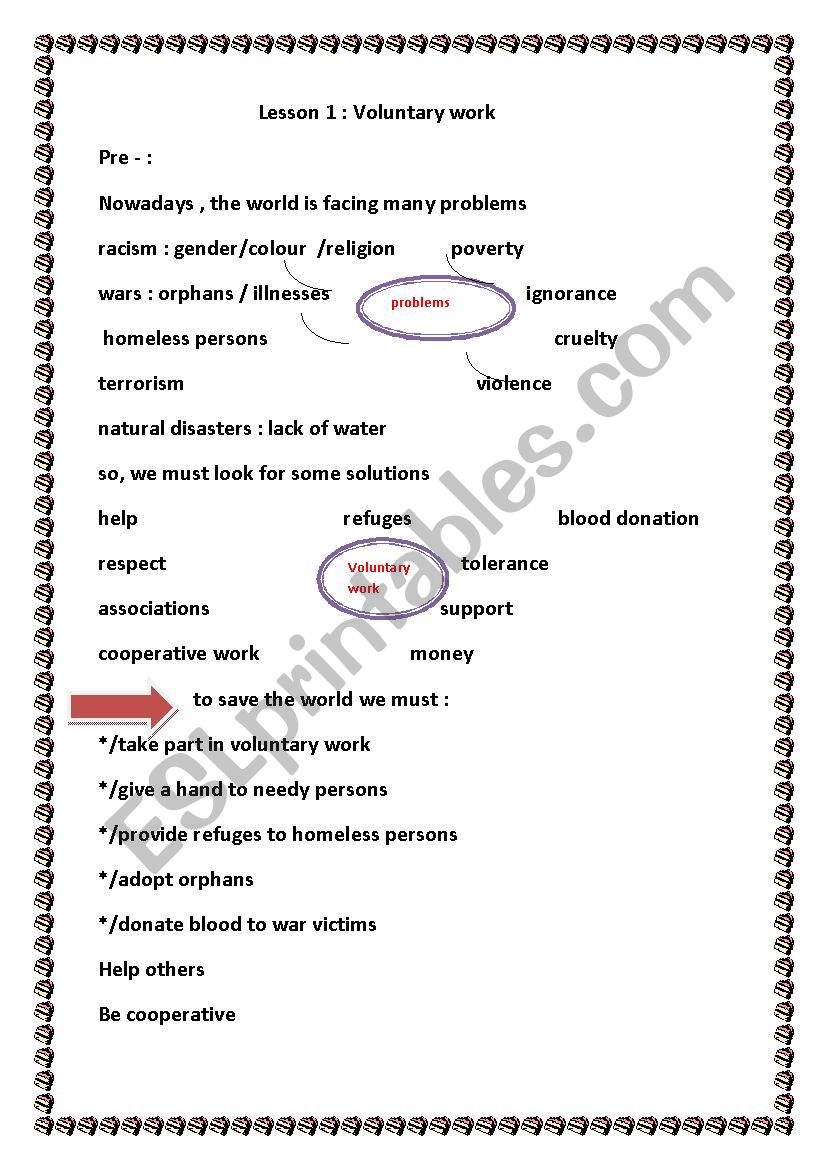 voluntary work worksheet