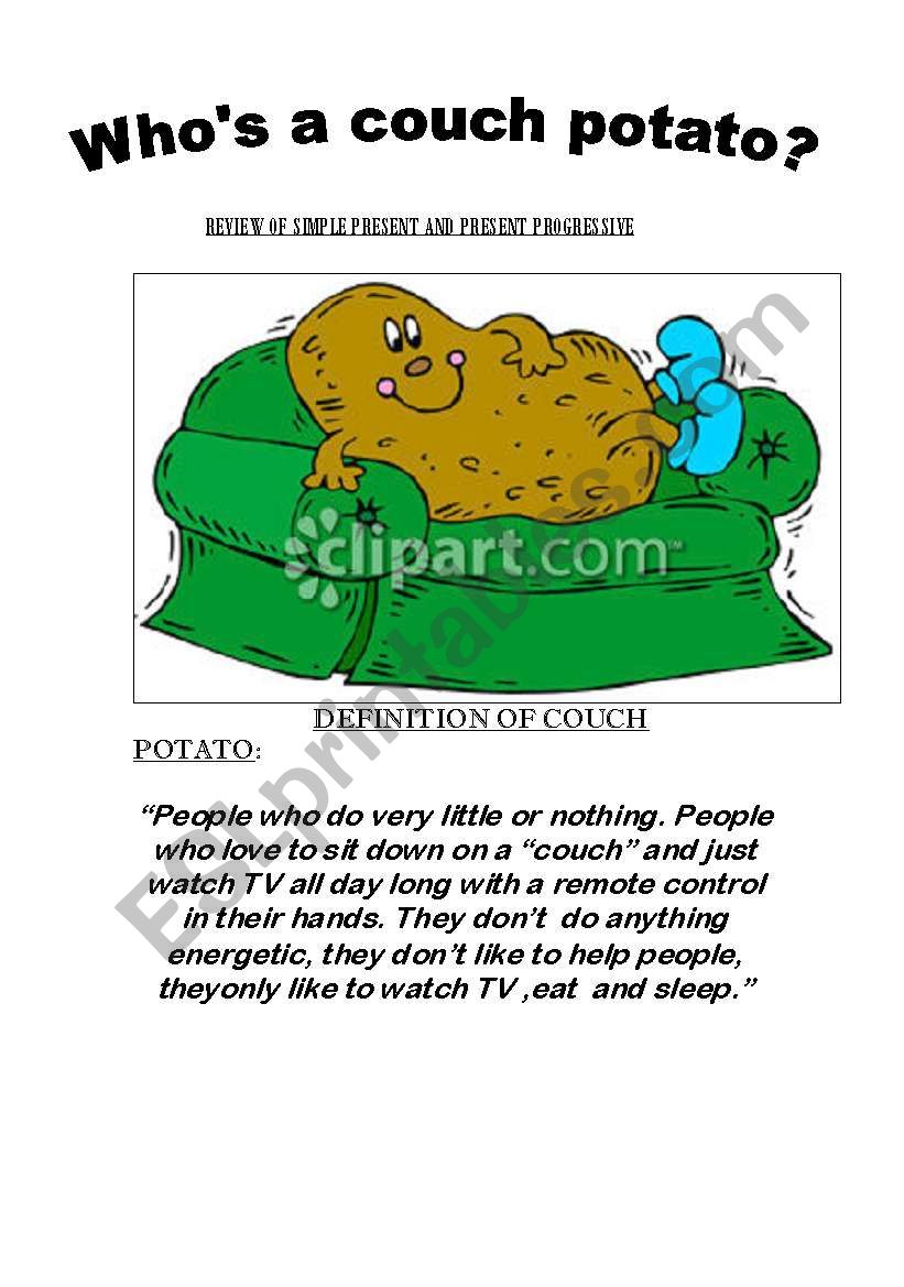 couch potato worksheet