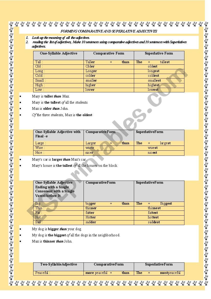 comparative and superlative worksheet