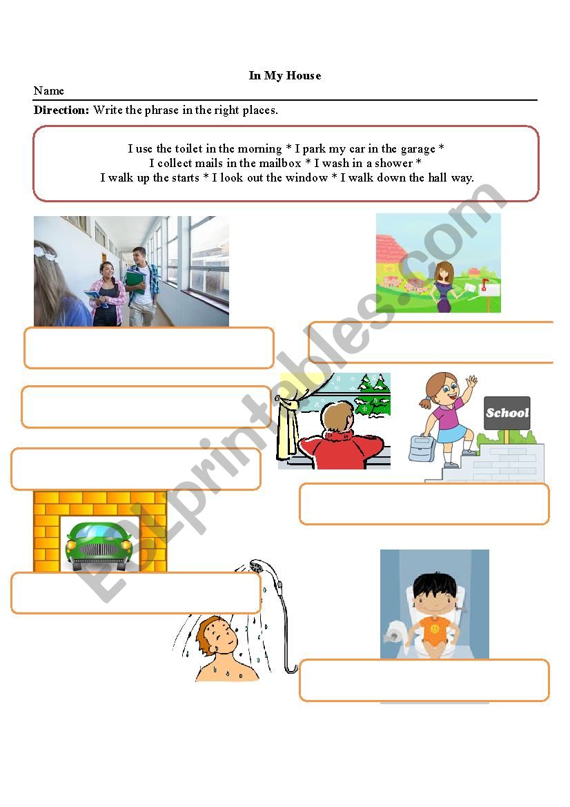 Actions Around My House  worksheet