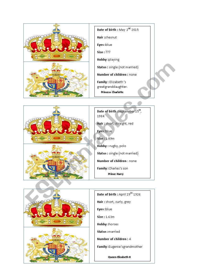 Royal family game cards part 2