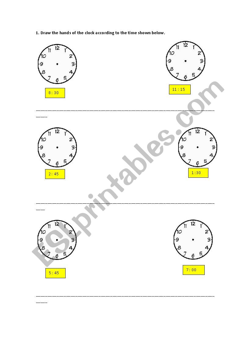 what time is it? worksheet