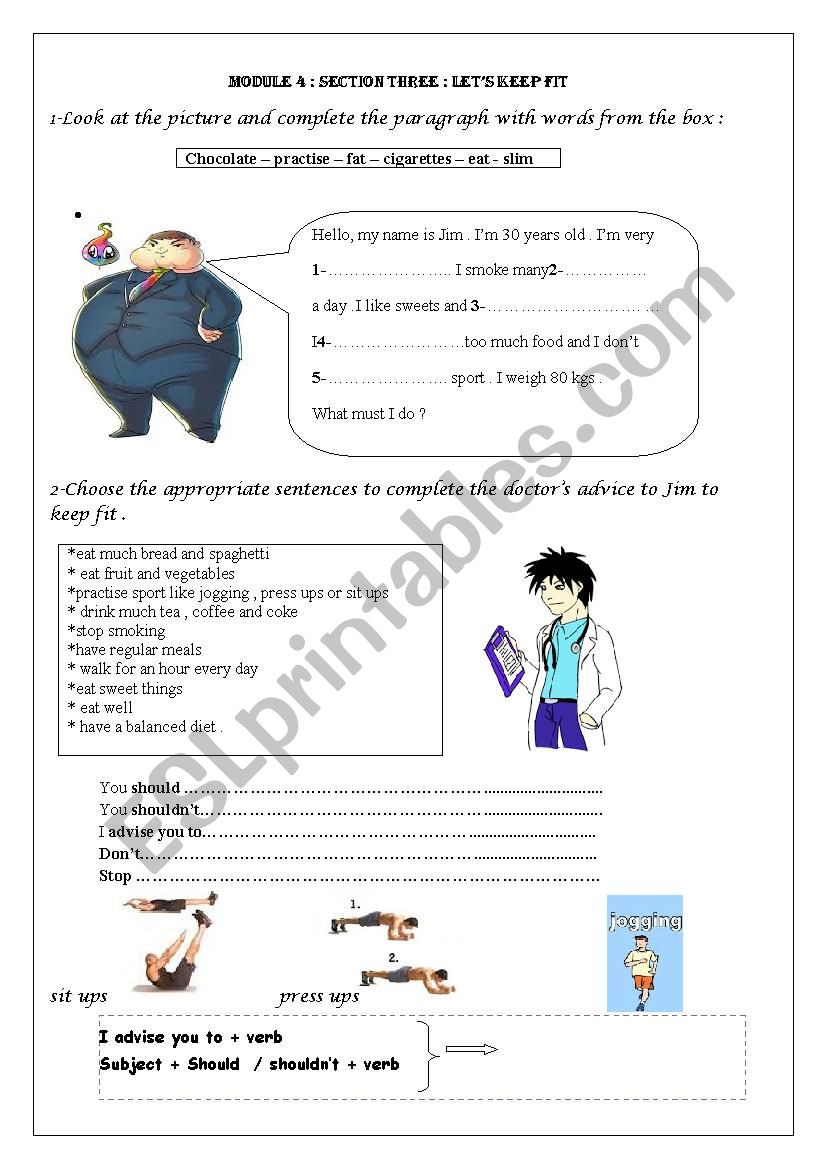 module 4 lesson 3 : lets keep fit