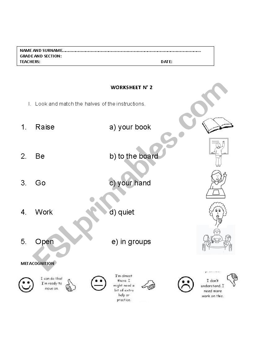 classroom commands worksheet