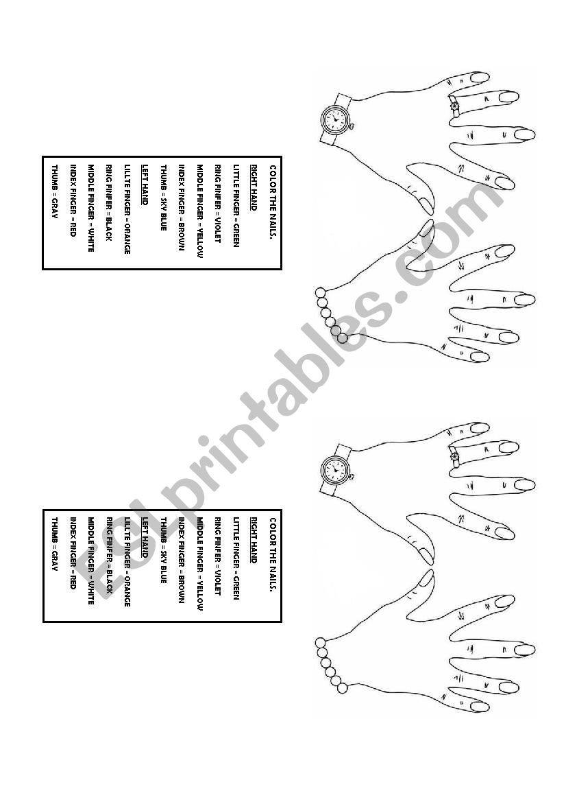 Color the nails worksheet