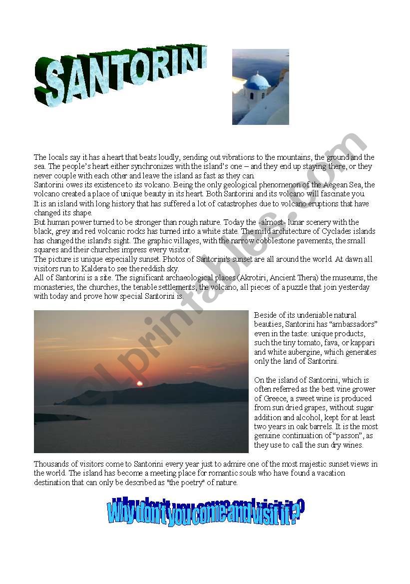 Greece-Santorini worksheet