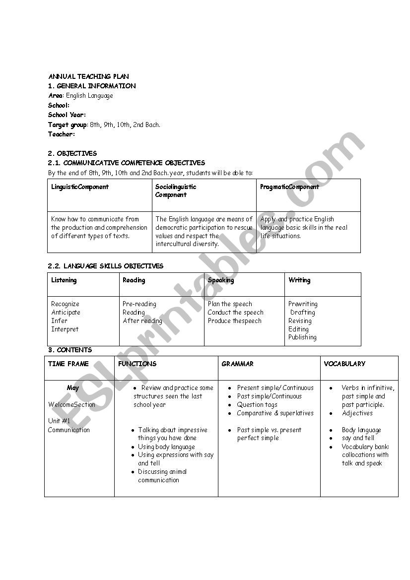 Annual plan English in Mind 3 worksheet