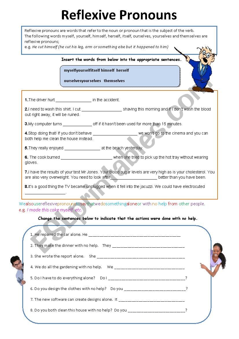 Reflexive Pronouns Worksheet worksheet