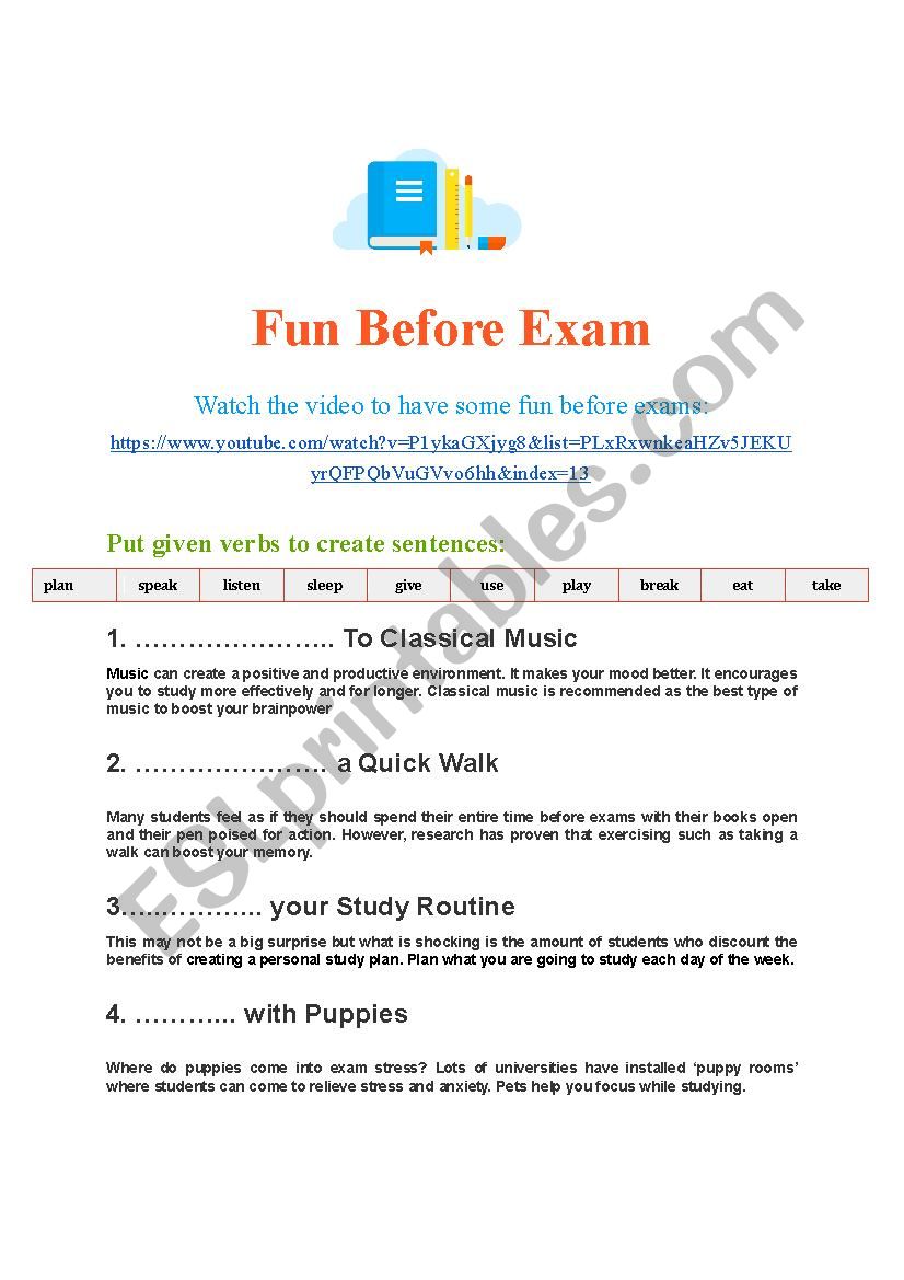 Fun Before Exam worksheet