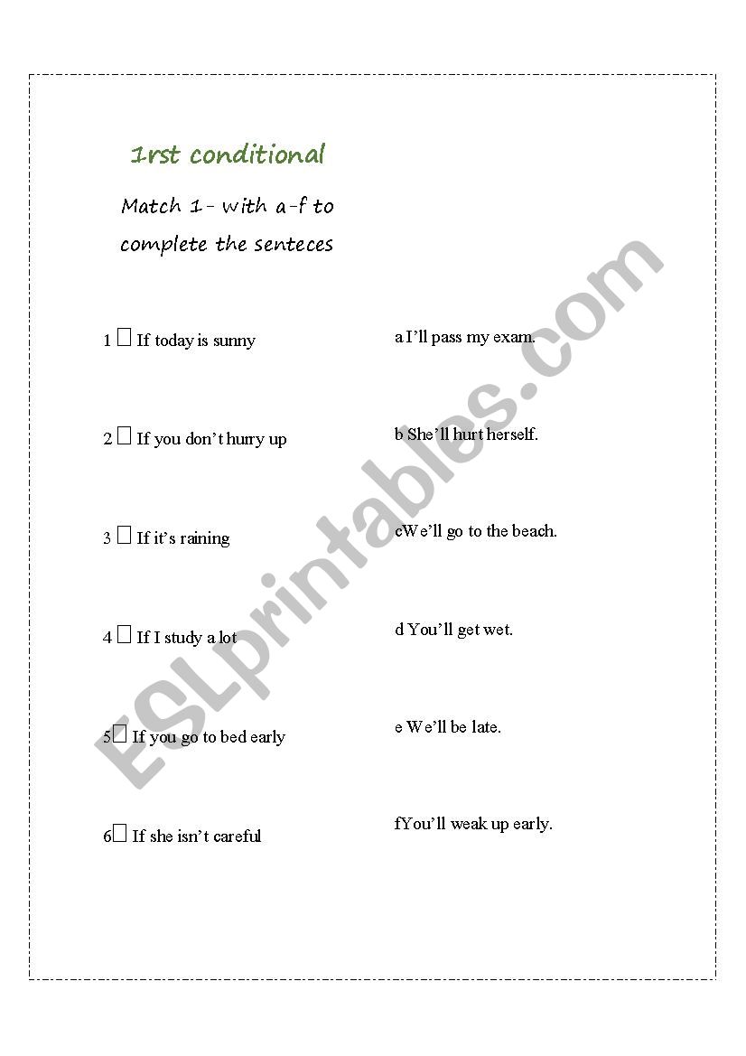first conditional worksheet