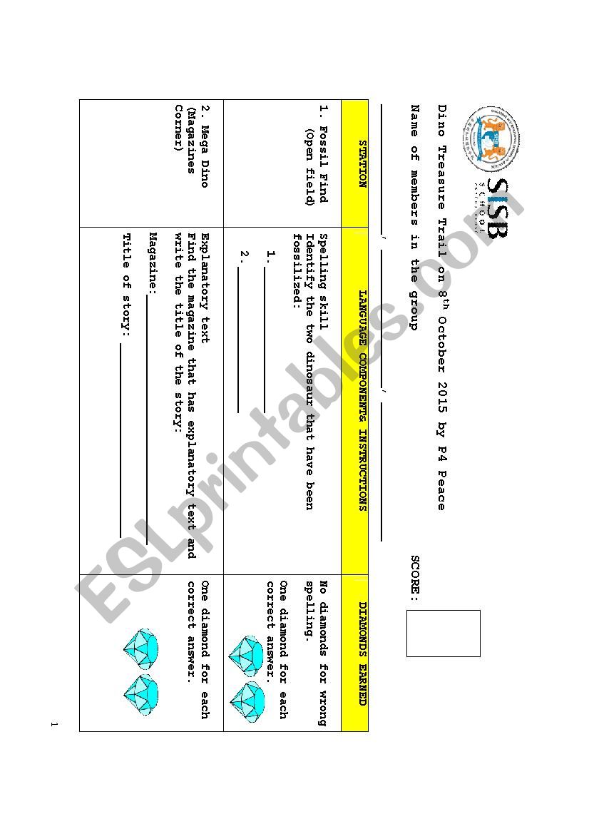 Dinosaur Trail Worksheets for Grade 4