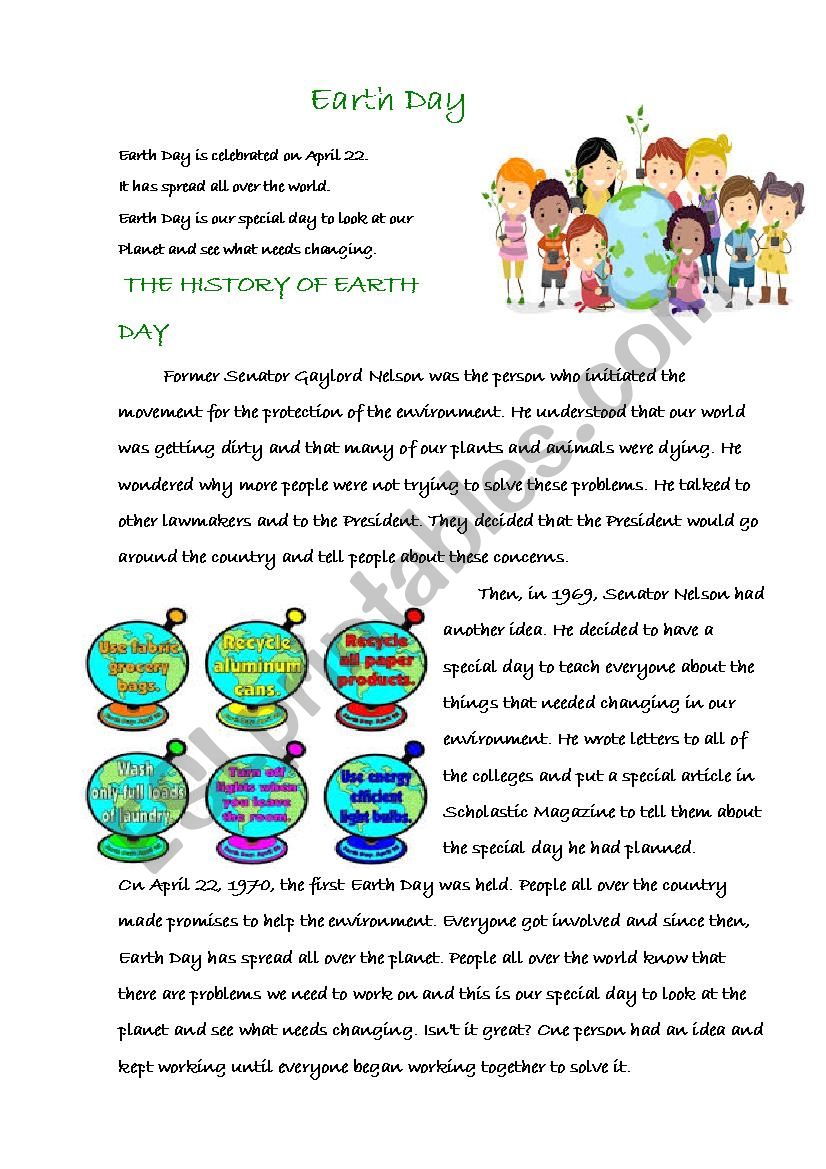 Earth Day worksheet