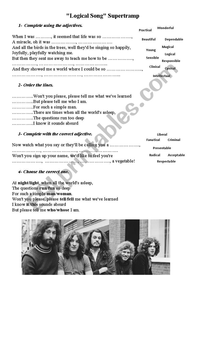 Logical Song By Supertramp worksheet