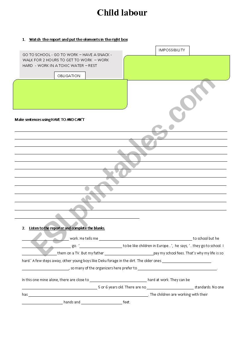 Child labour BBC report worksheet