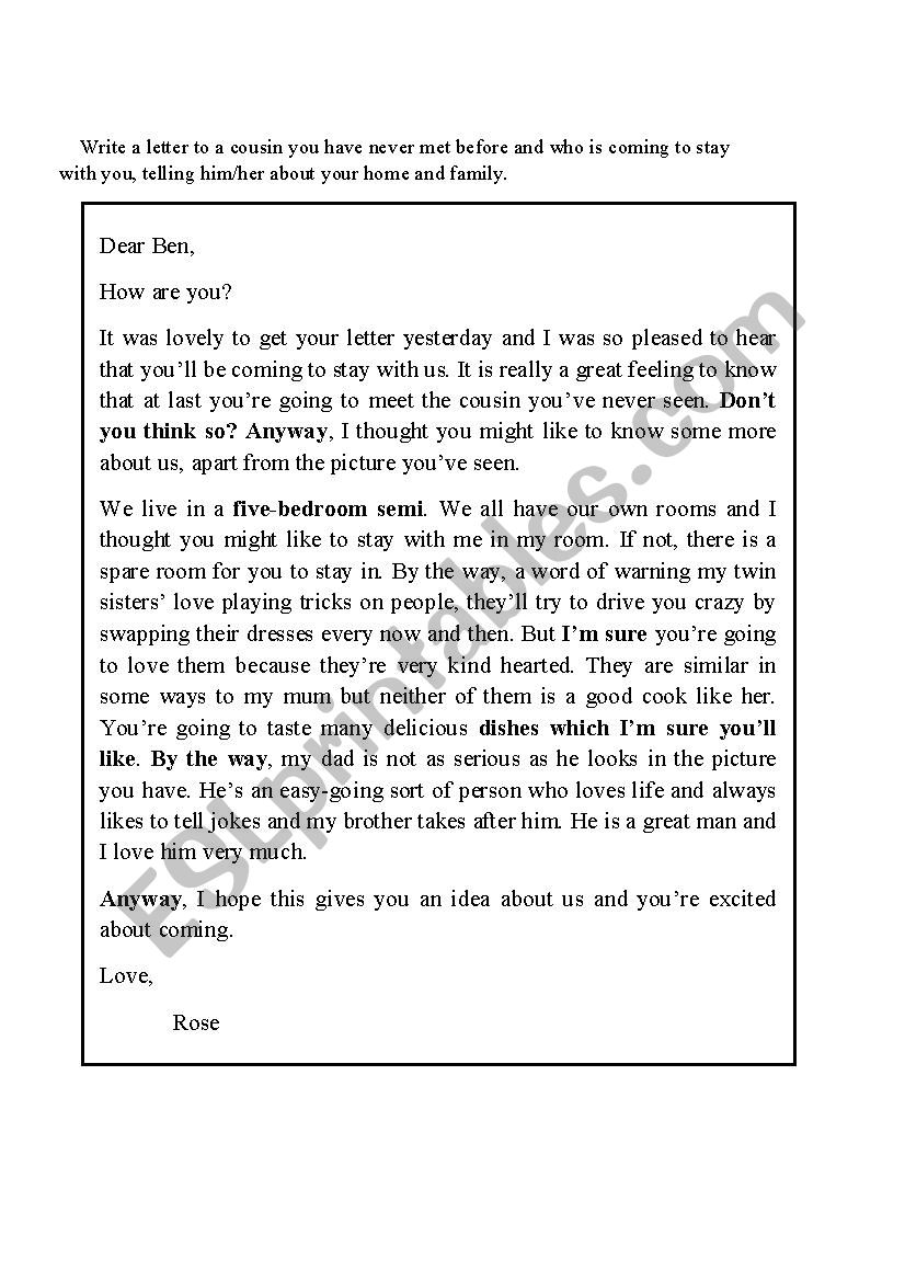 descriptive letter worksheet
