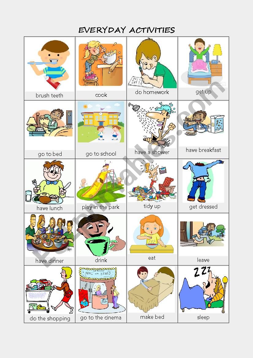 Everyday activities worksheet