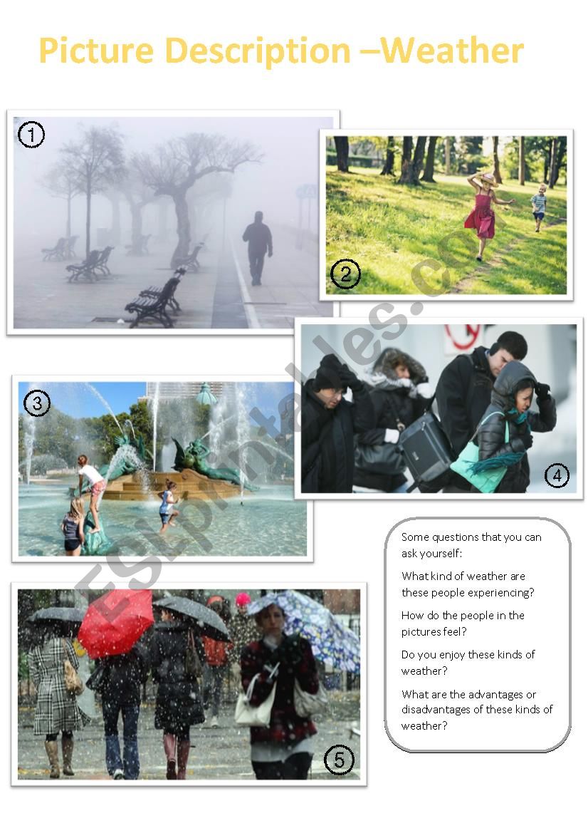 Picture Description - Weather worksheet