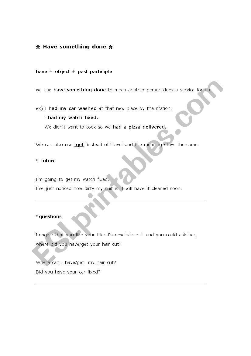 causative form worksheet