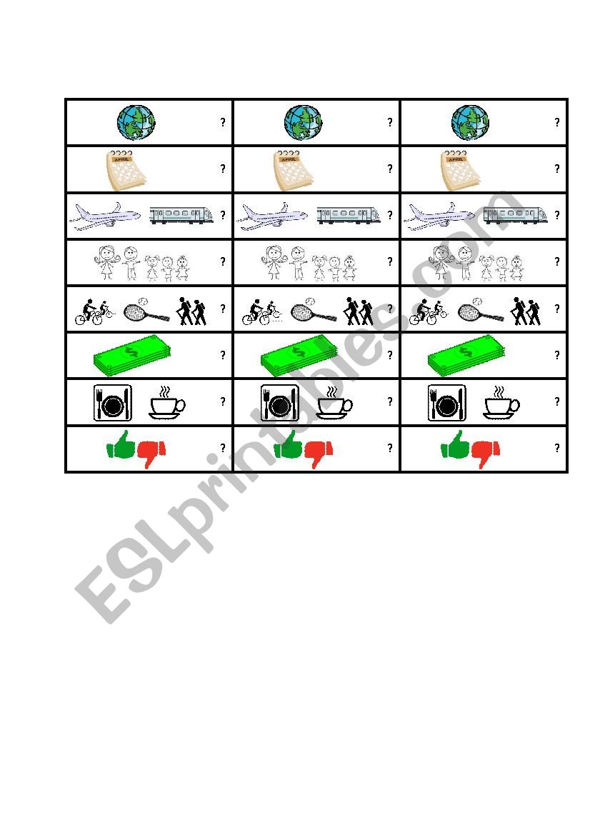 Holidays Speaking Cards worksheet